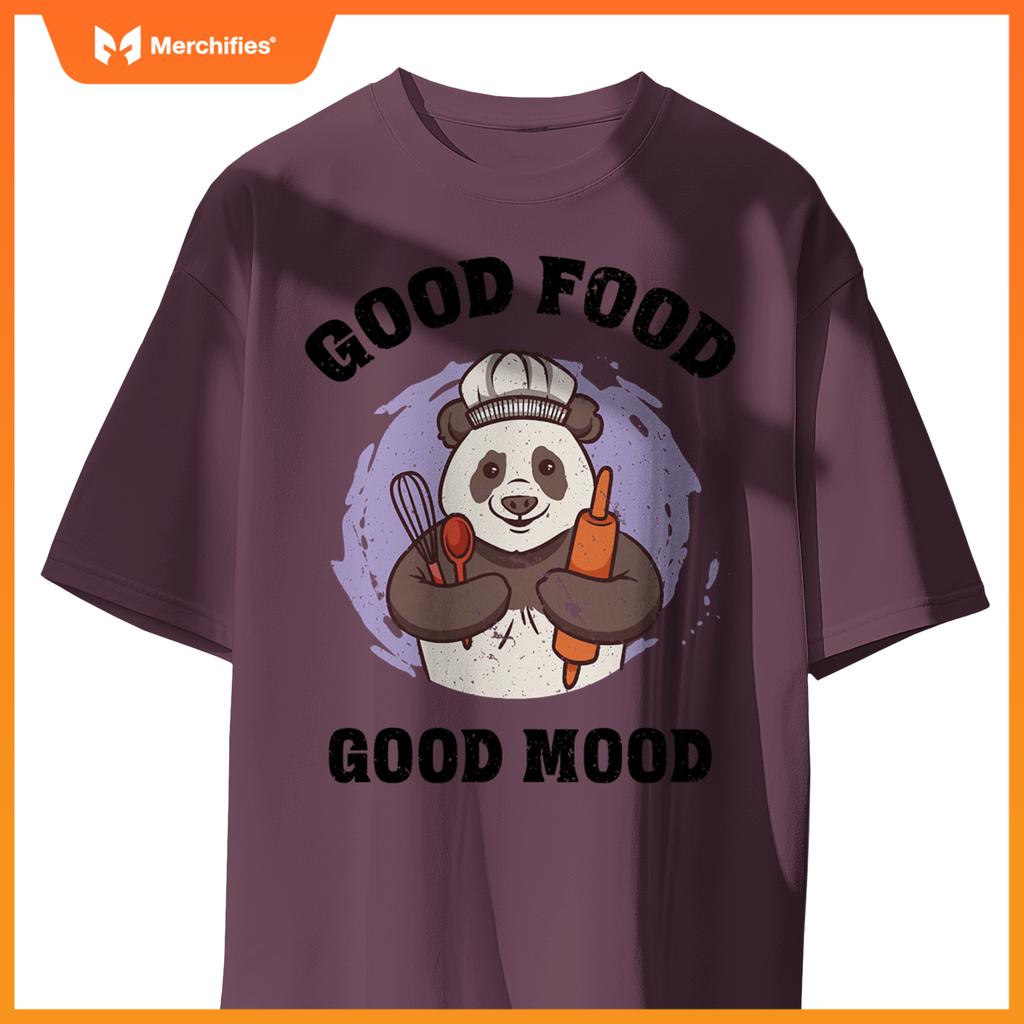 Good Food Good Mood Baking Panda Chef  Design T-Shirt
