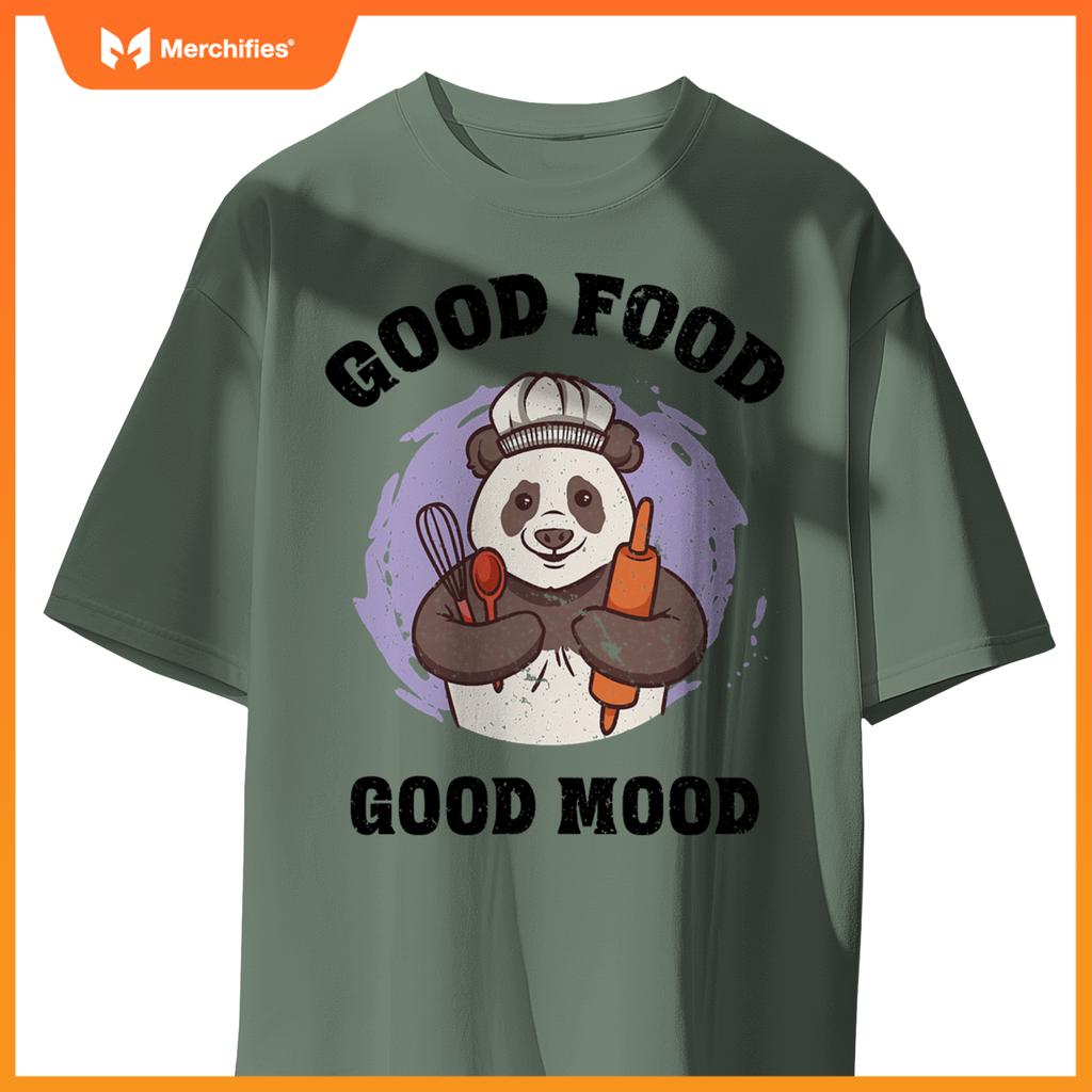 Good Food Good Mood Baking Panda Chef  Design T-Shirt