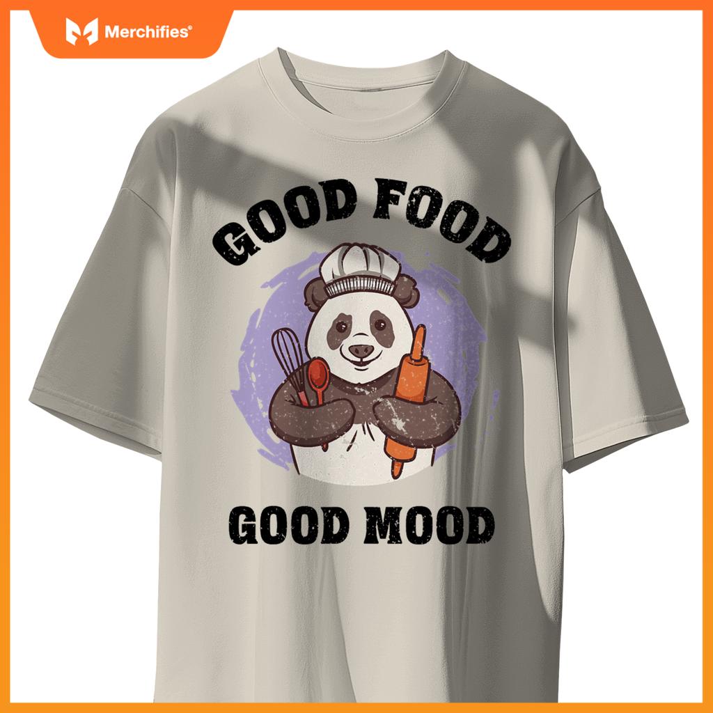 Good Food Good Mood Baking Panda Chef  Design T-Shirt