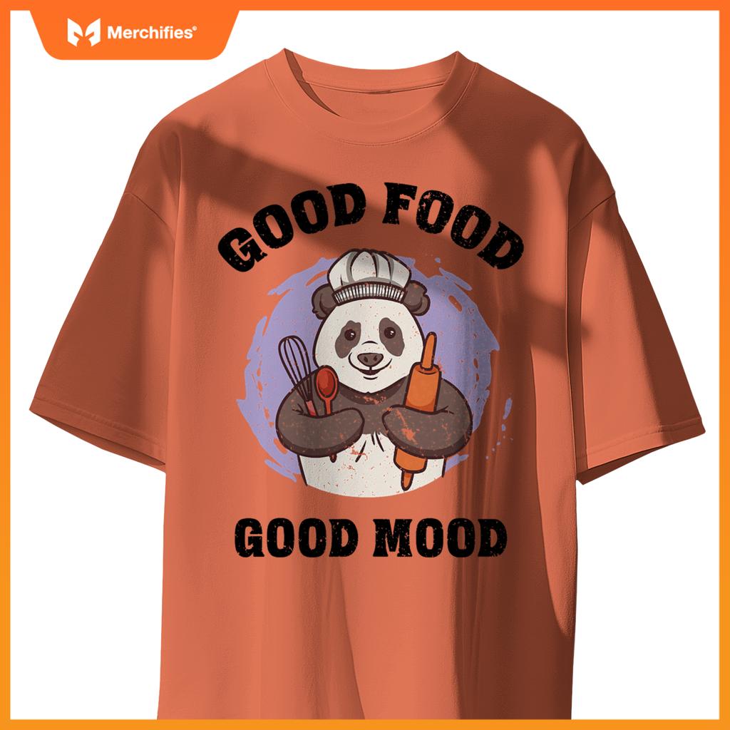 Good Food Good Mood Baking Panda Chef  Design T-Shirt