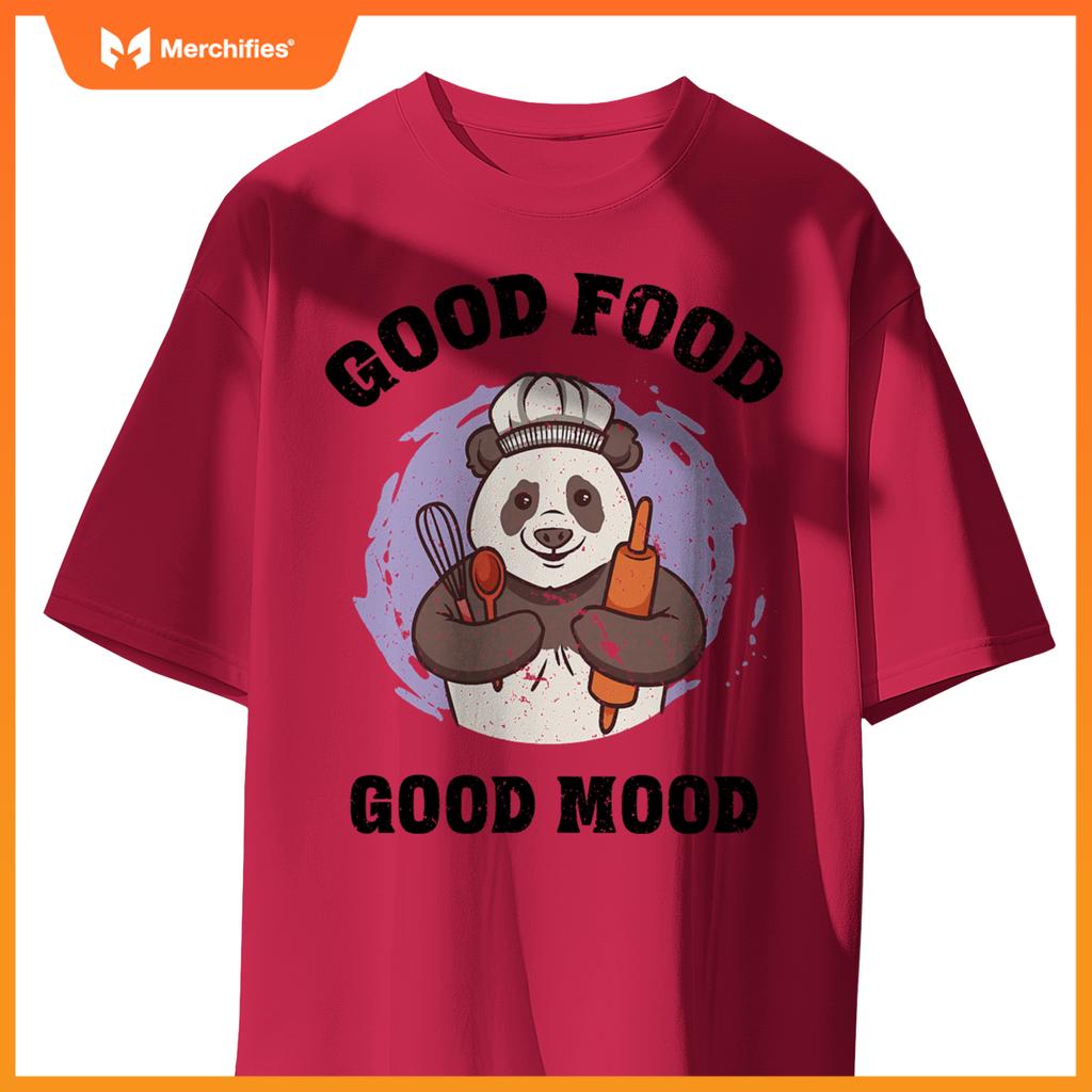 Good Food Good Mood Baking Panda Chef  Design T-Shirt