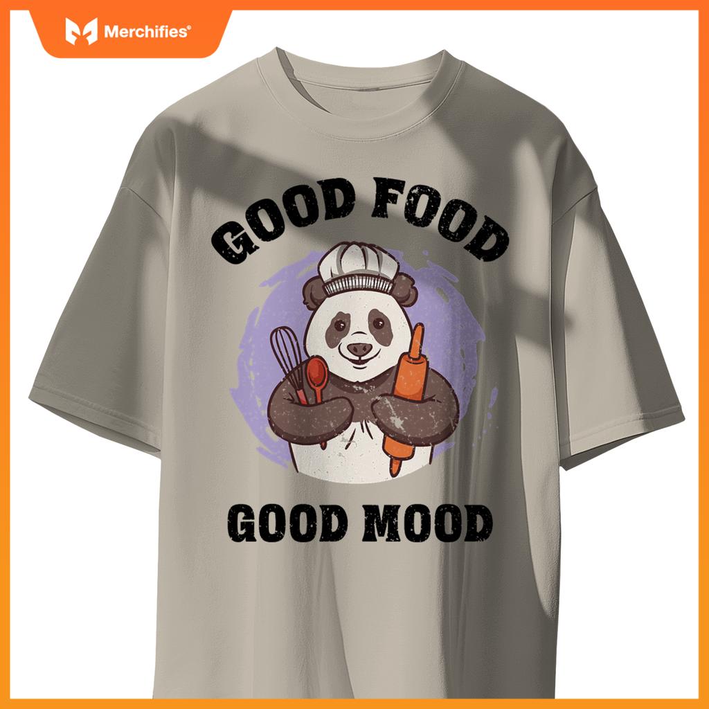 Good Food Good Mood Baking Panda Chef  Design T-Shirt