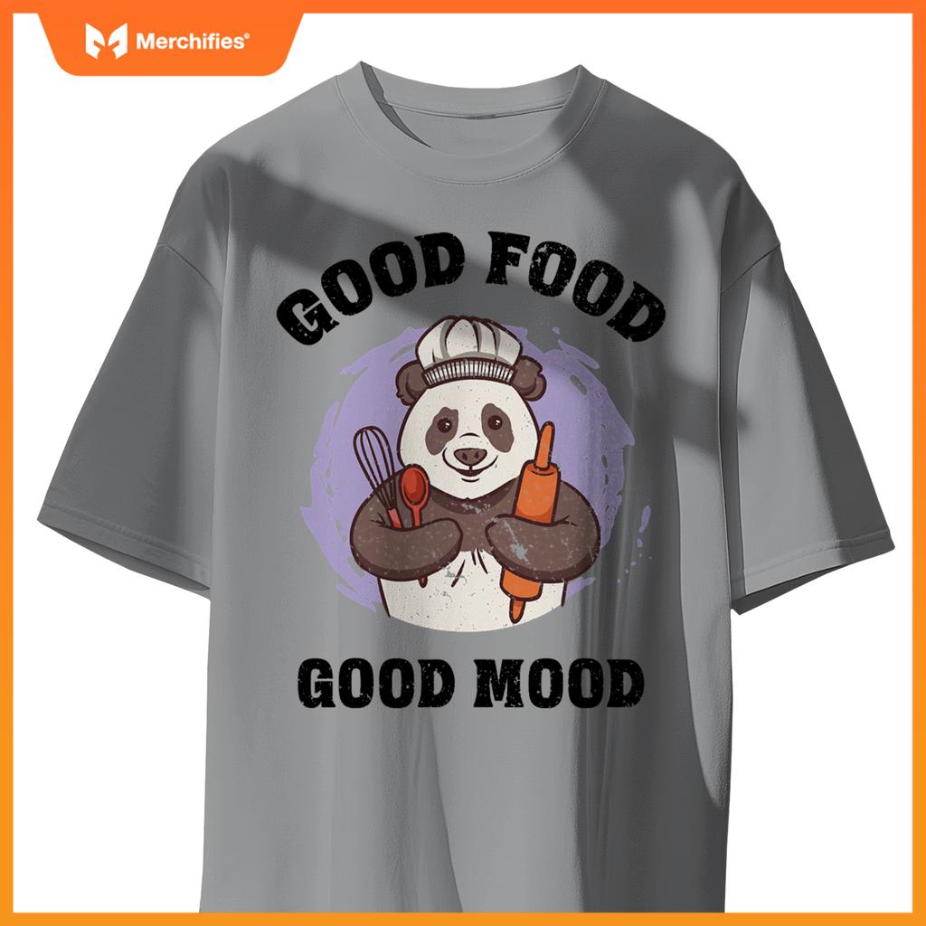 Good Food Good Mood Baking Panda Chef  Design T-Shirt