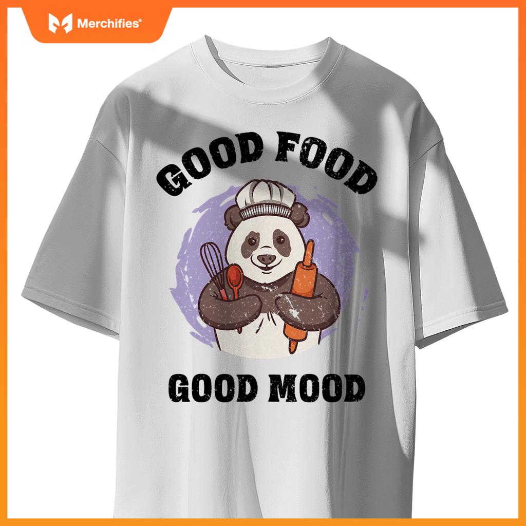Good Food Good Mood Baking Panda Chef  Design T-Shirt