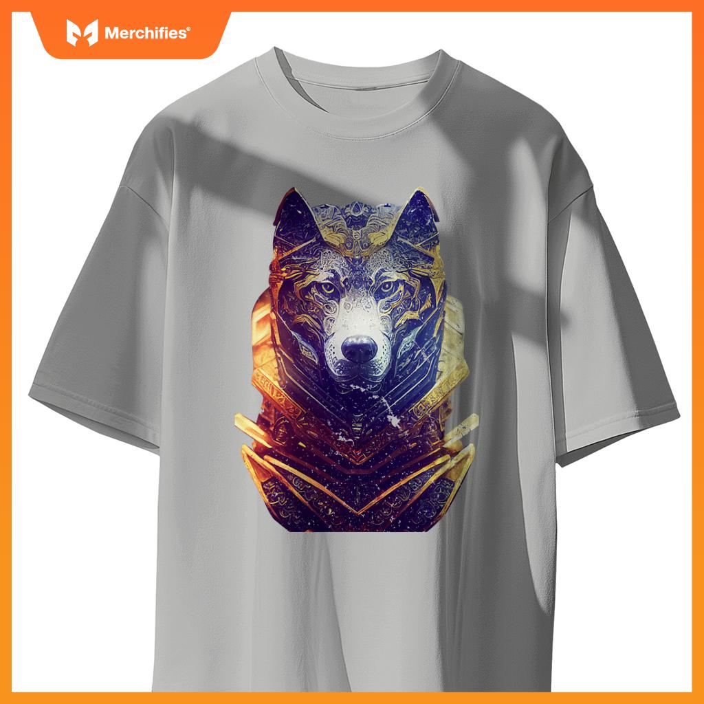 Gorgeous Anthropomorphic Wolf Dog Wearing Cyber T-Shirt