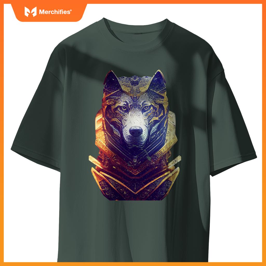 Gorgeous Anthropomorphic Wolf Dog Wearing Cyber T-Shirt