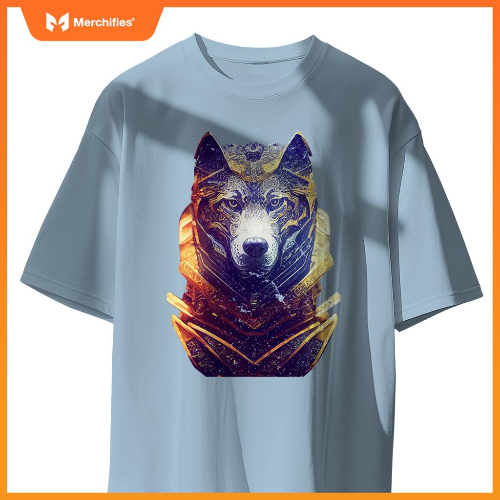 Gorgeous Anthropomorphic Wolf Dog Wearing Cyber T-Shirt