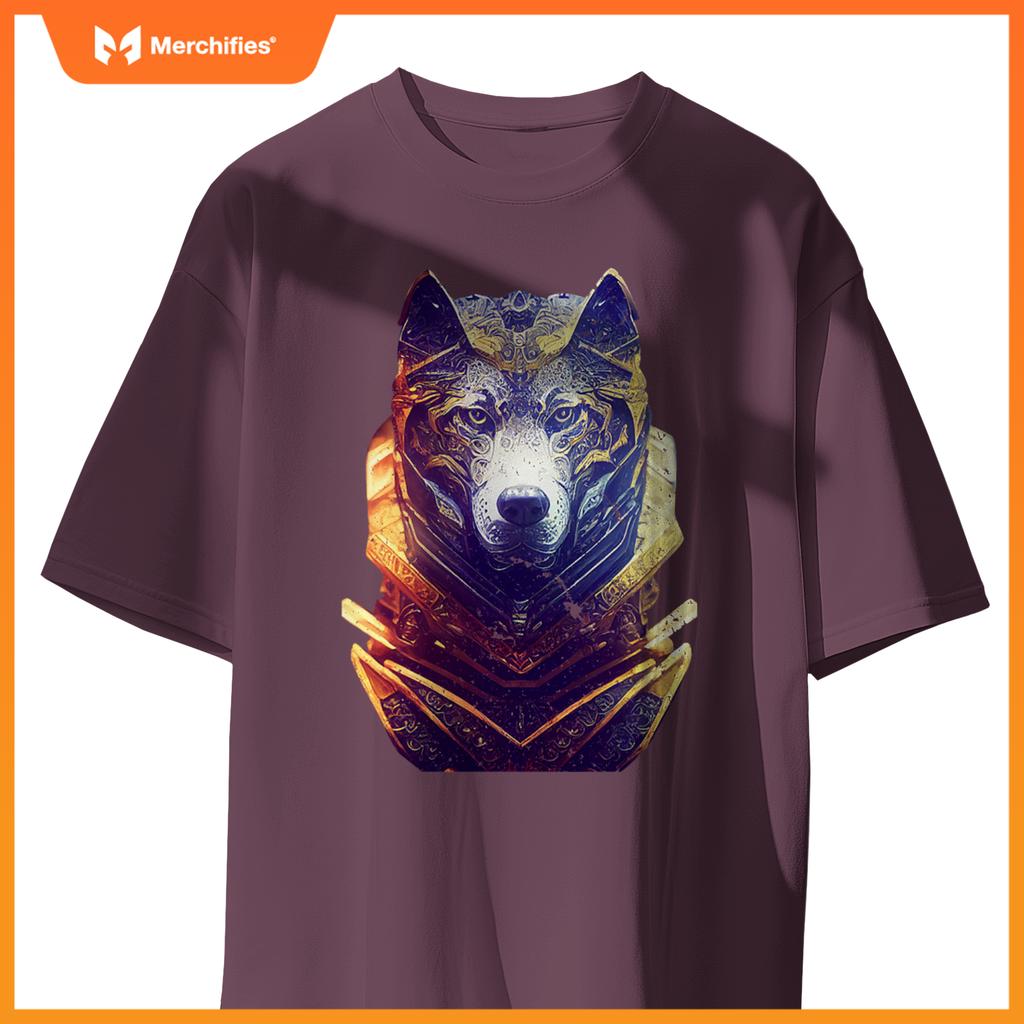 Gorgeous Anthropomorphic Wolf Dog Wearing Cyber T-Shirt