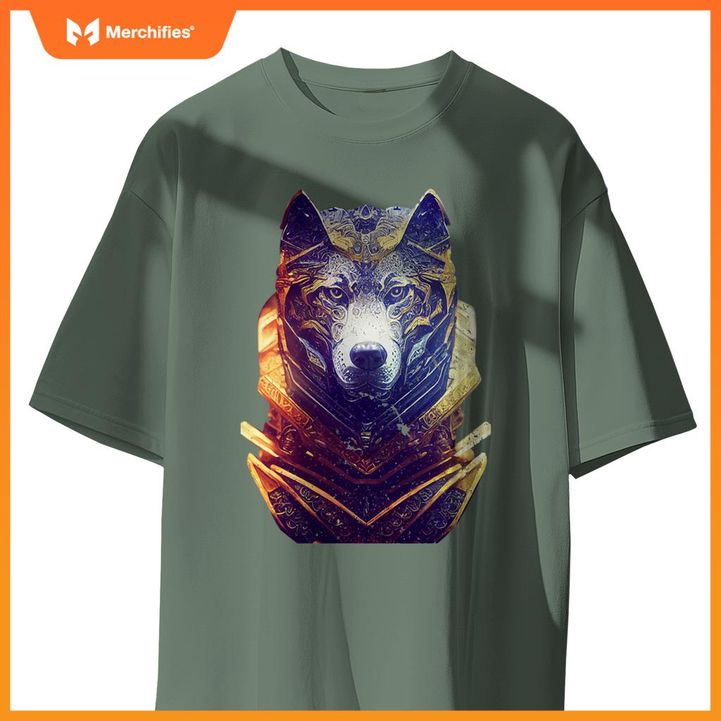 Gorgeous Anthropomorphic Wolf Dog Wearing Cyber T-Shirt