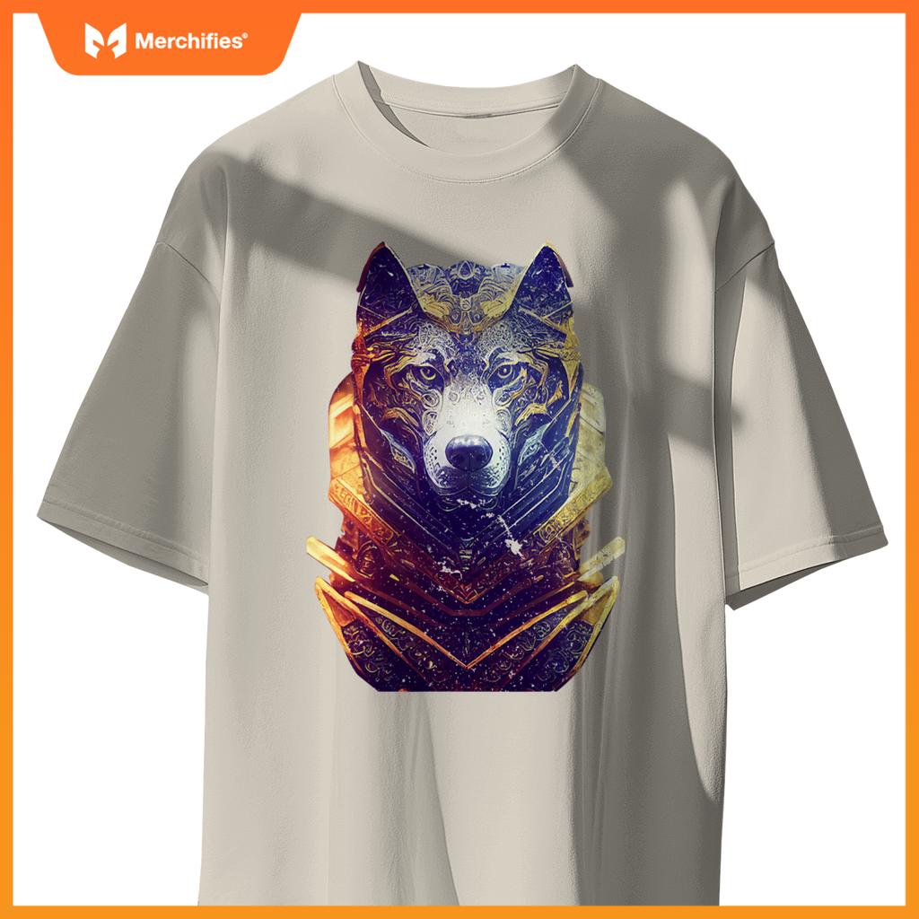 Gorgeous Anthropomorphic Wolf Dog Wearing Cyber T-Shirt