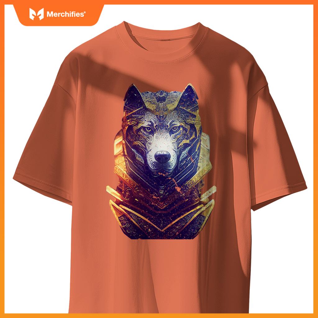 Gorgeous Anthropomorphic Wolf Dog Wearing Cyber T-Shirt