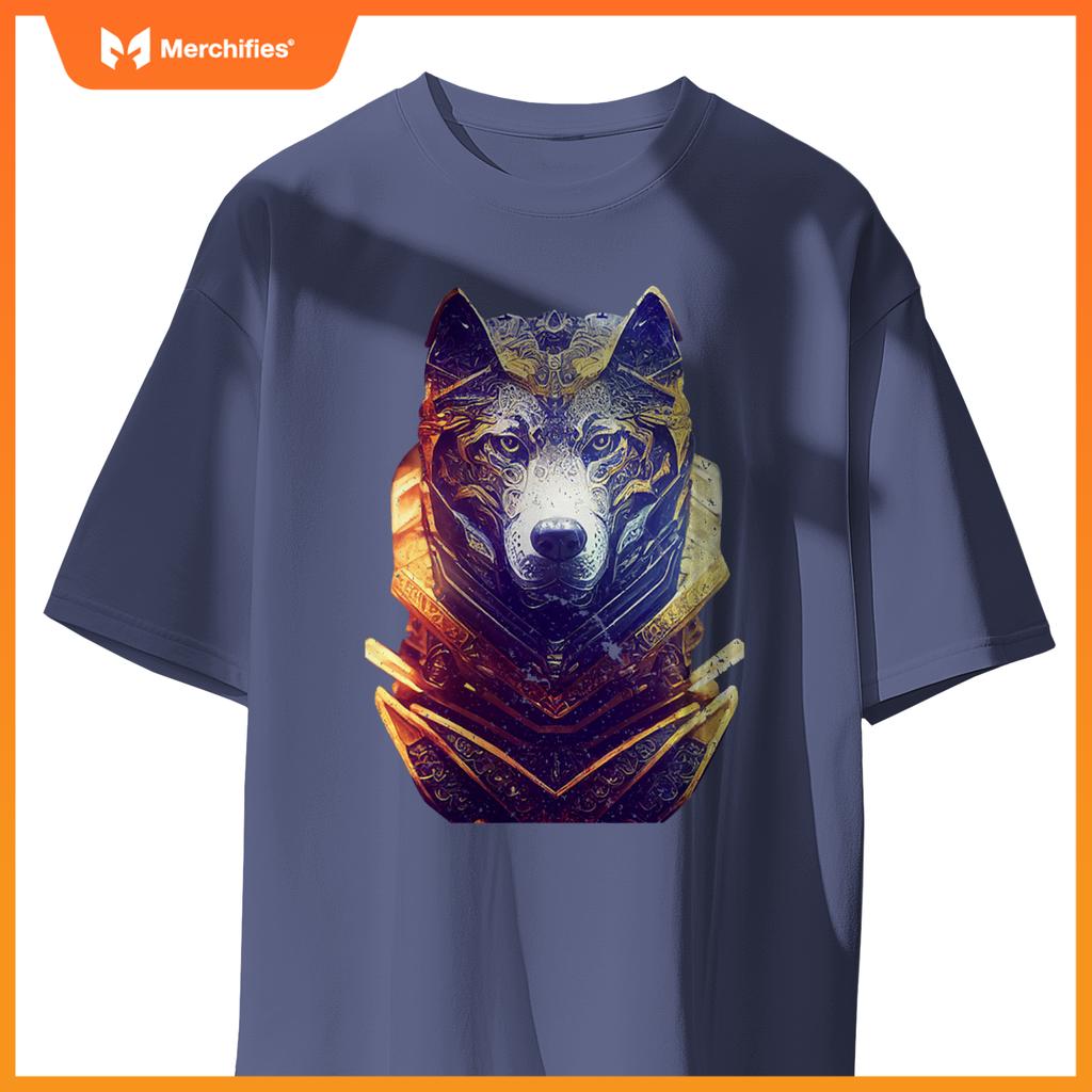 Gorgeous Anthropomorphic Wolf Dog Wearing Cyber T-Shirt