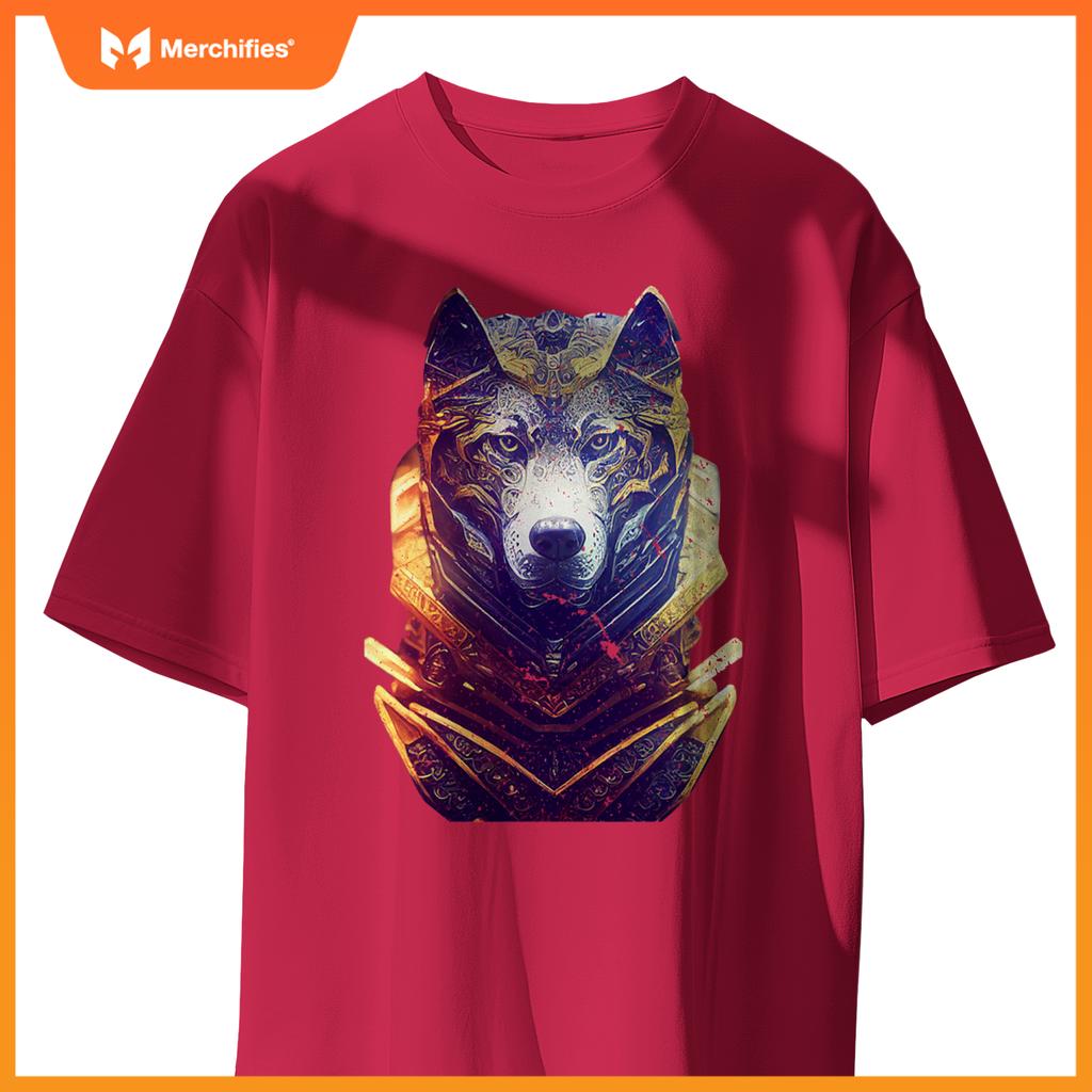 Gorgeous Anthropomorphic Wolf Dog Wearing Cyber T-Shirt