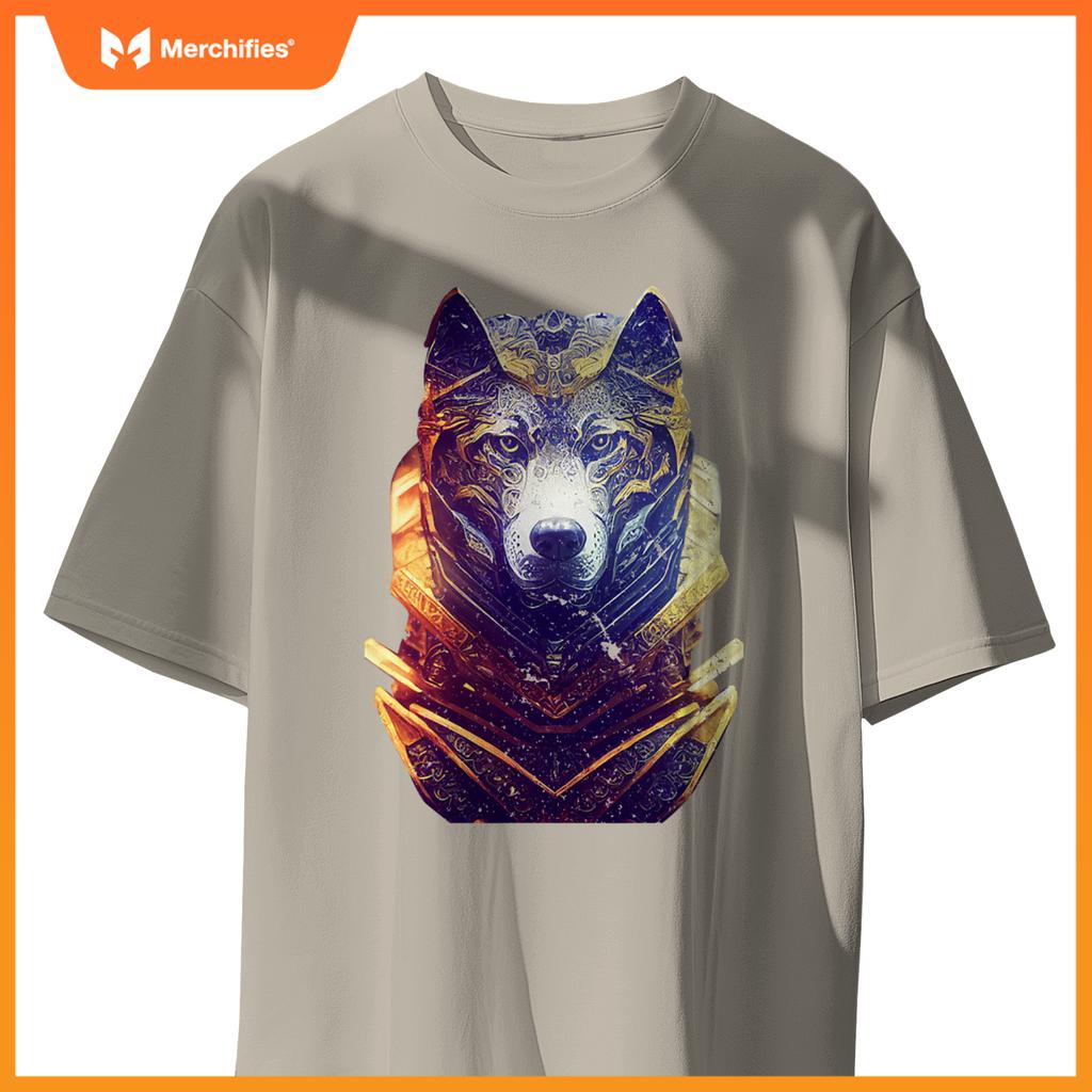 Gorgeous Anthropomorphic Wolf Dog Wearing Cyber T-Shirt