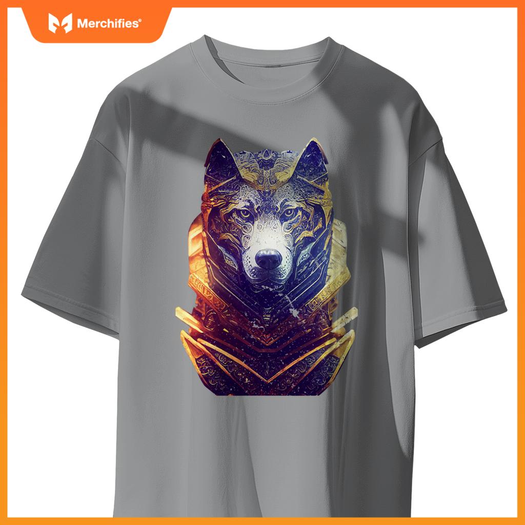 Gorgeous Anthropomorphic Wolf Dog Wearing Cyber T-Shirt