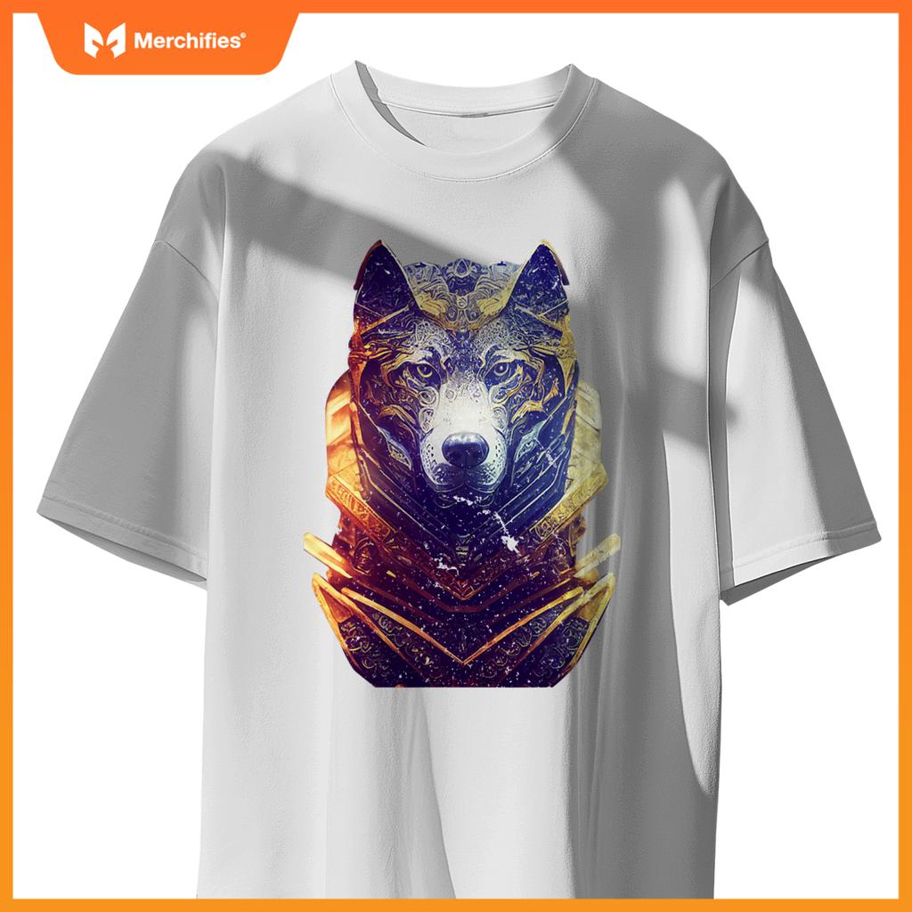 Gorgeous Anthropomorphic Wolf Dog Wearing Cyber T-Shirt