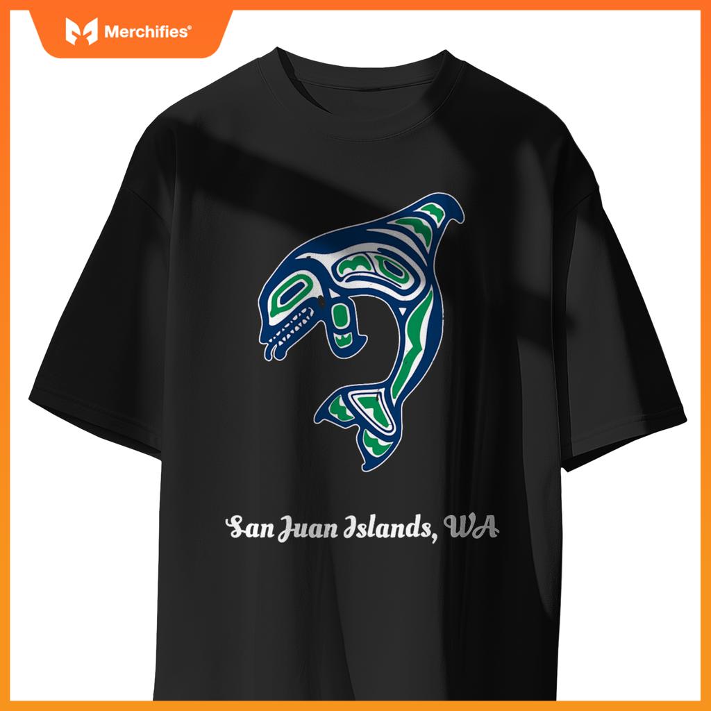 Green native american san juan islands wa orca killer whale T-Shirt