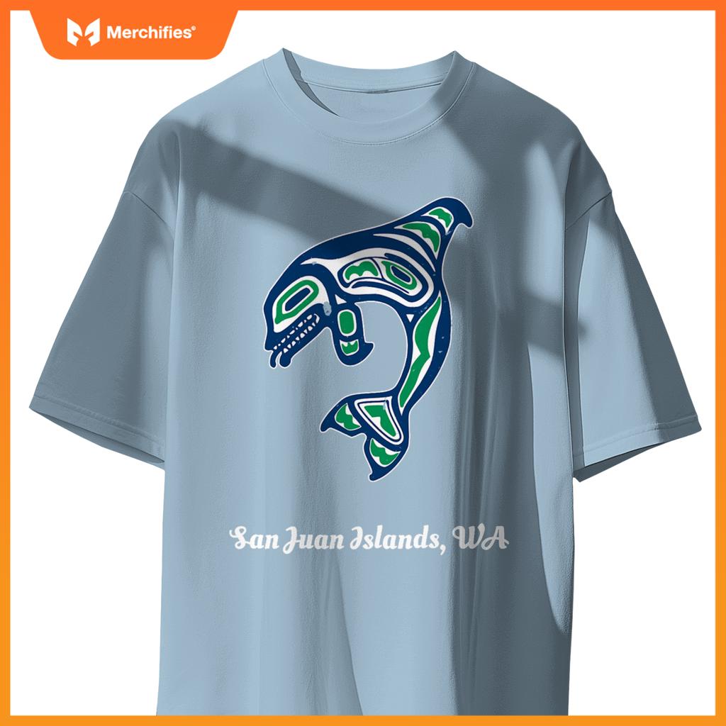 Green native american san juan islands wa orca killer whale T-Shirt