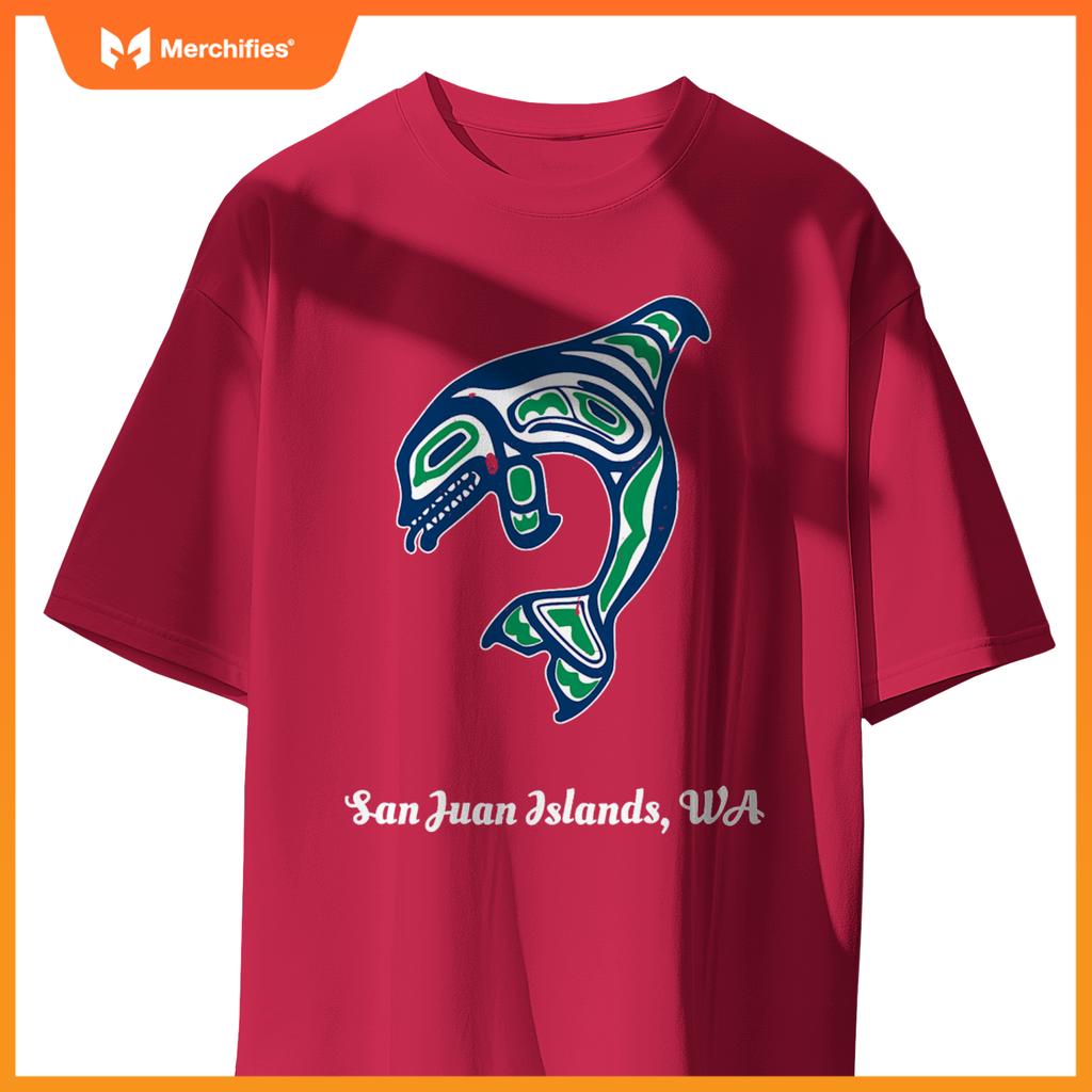 Green native american san juan islands wa orca killer whale T-Shirt