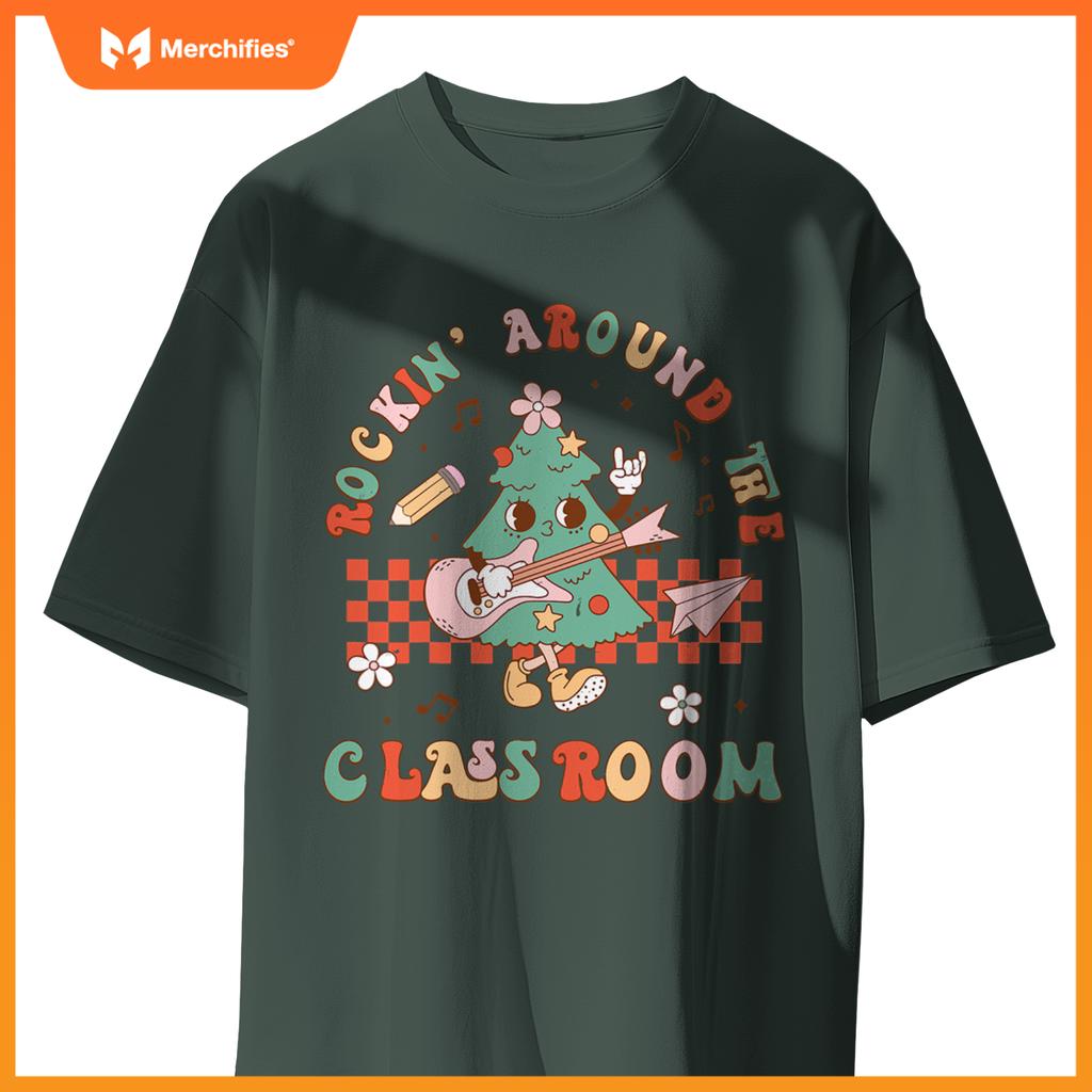 Groovy teacher christmas tree rocking around  classroom