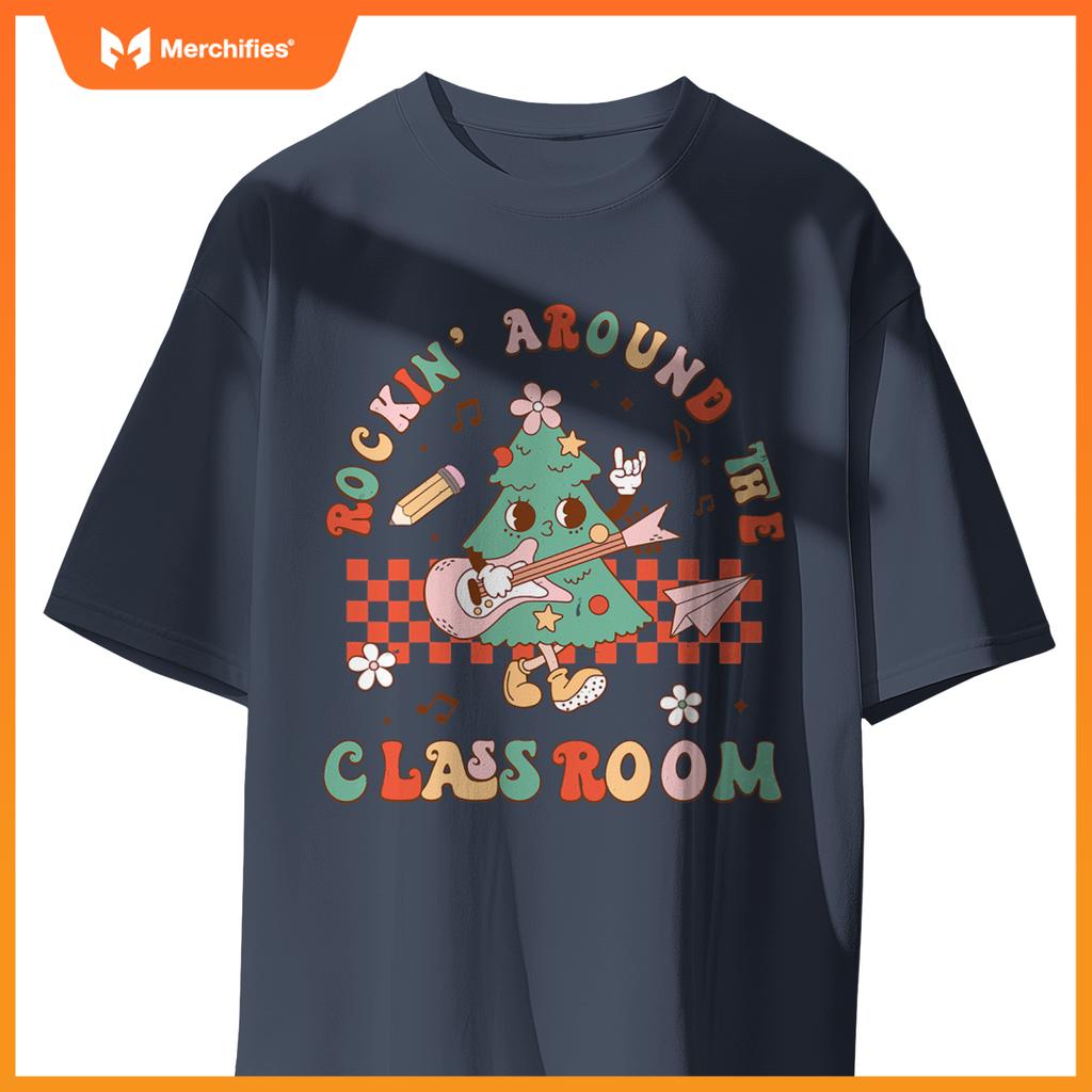 Groovy teacher christmas tree rocking around  classroom