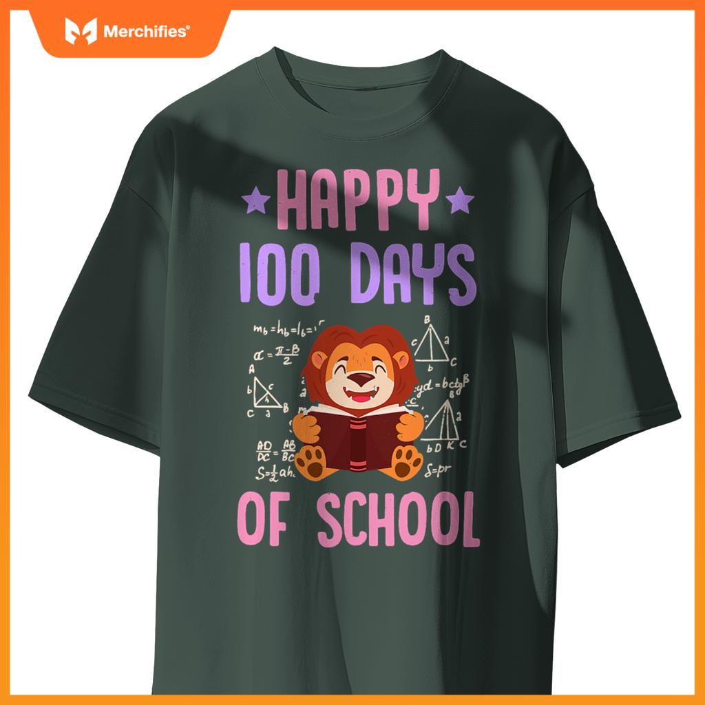 Happy 100 days of school reading lion math teacher