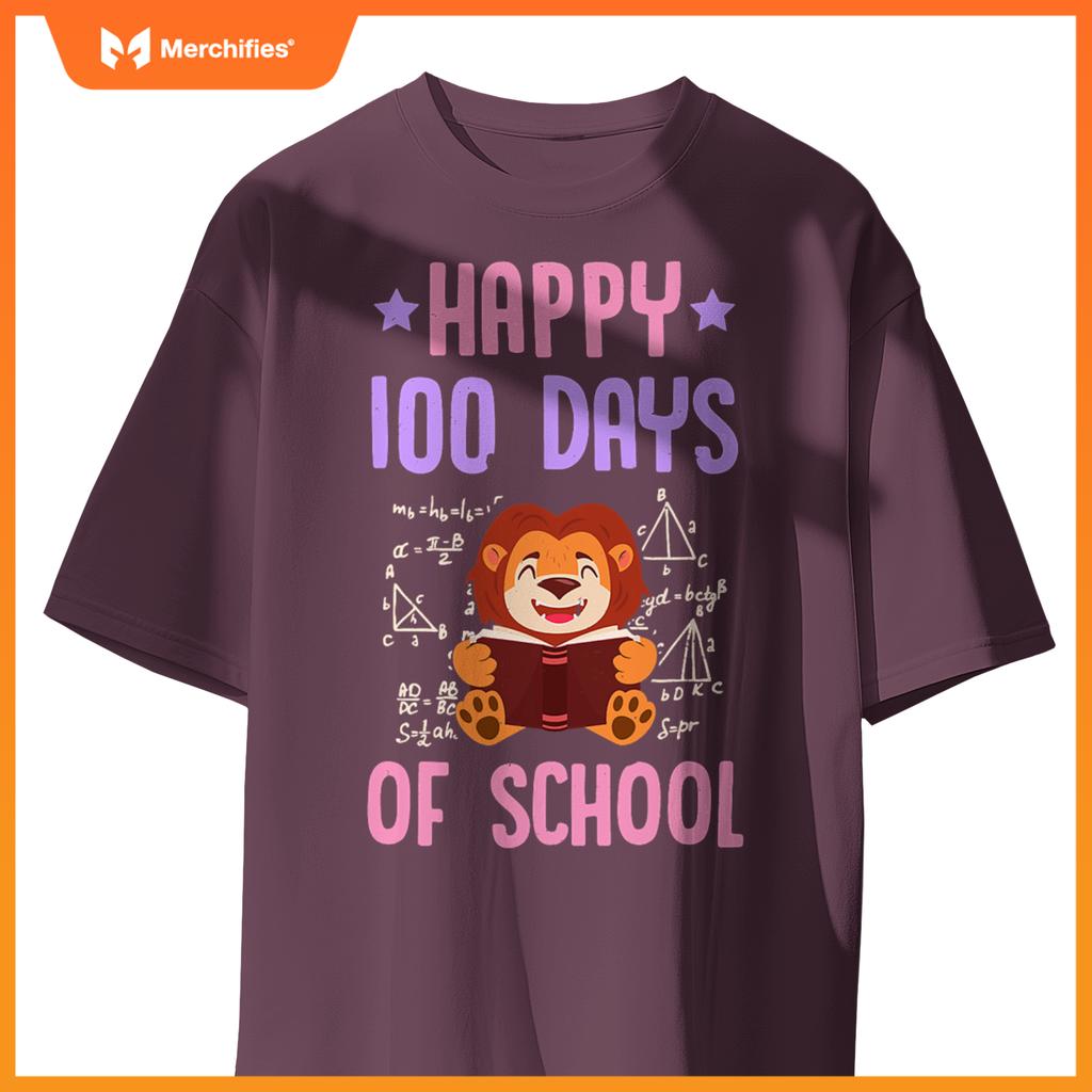 Happy 100 days of school reading lion math teacher