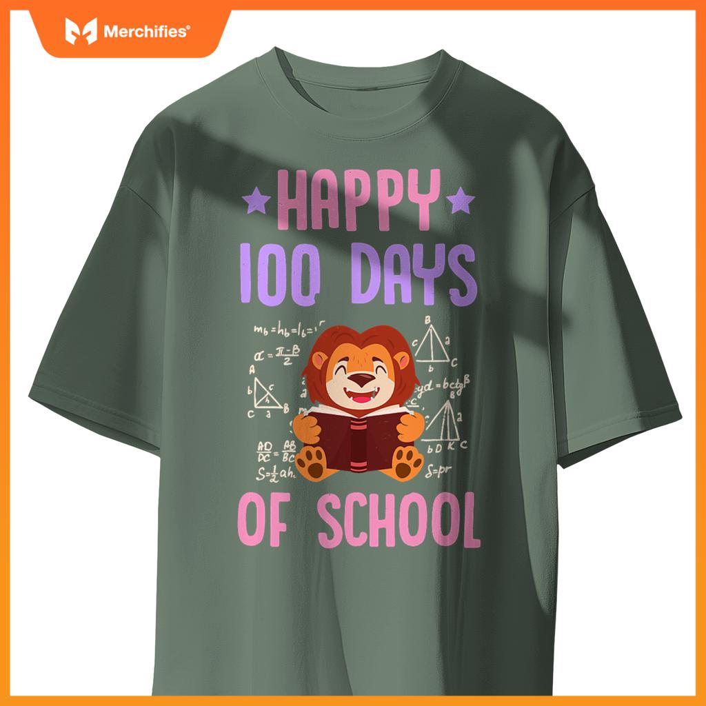 Happy 100 days of school reading lion math teacher