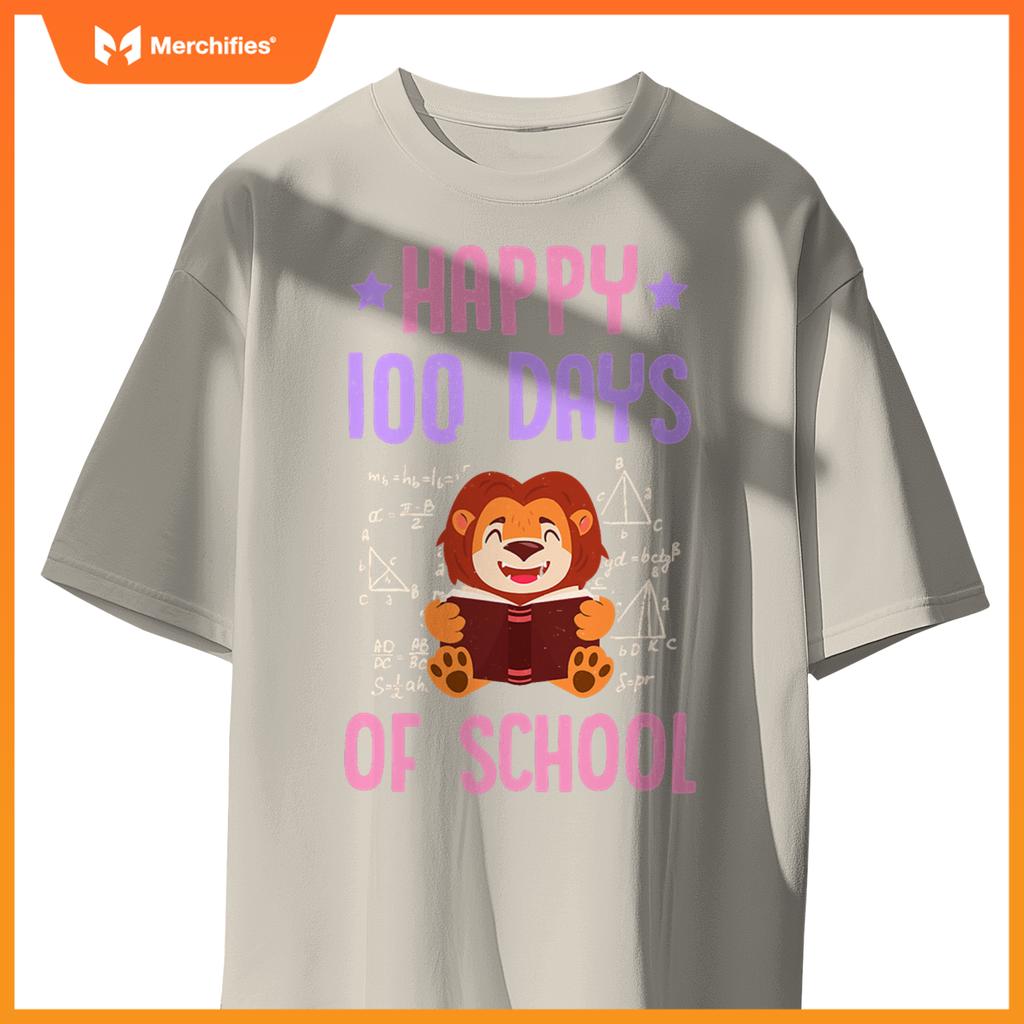 Happy 100 days of school reading lion math teacher
