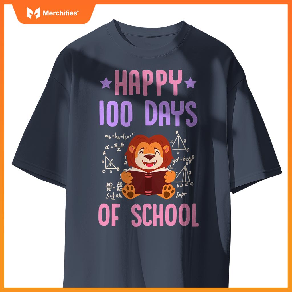 Happy 100 days of school reading lion math teacher