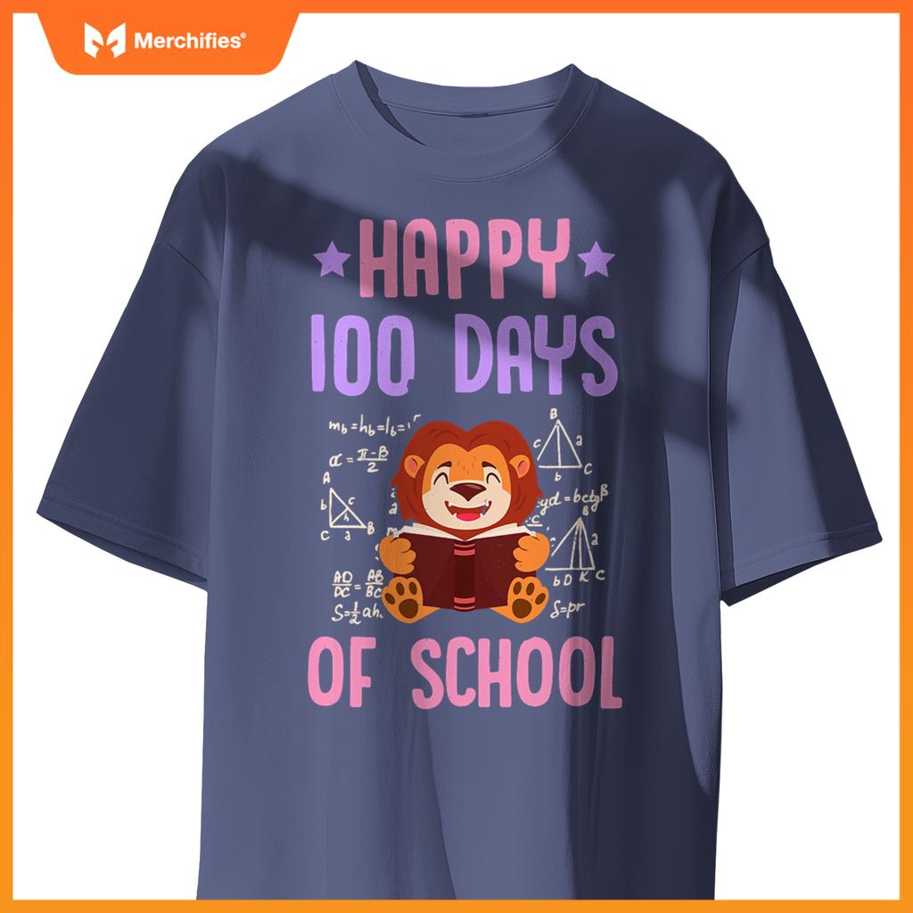 Happy 100 days of school reading lion math teacher