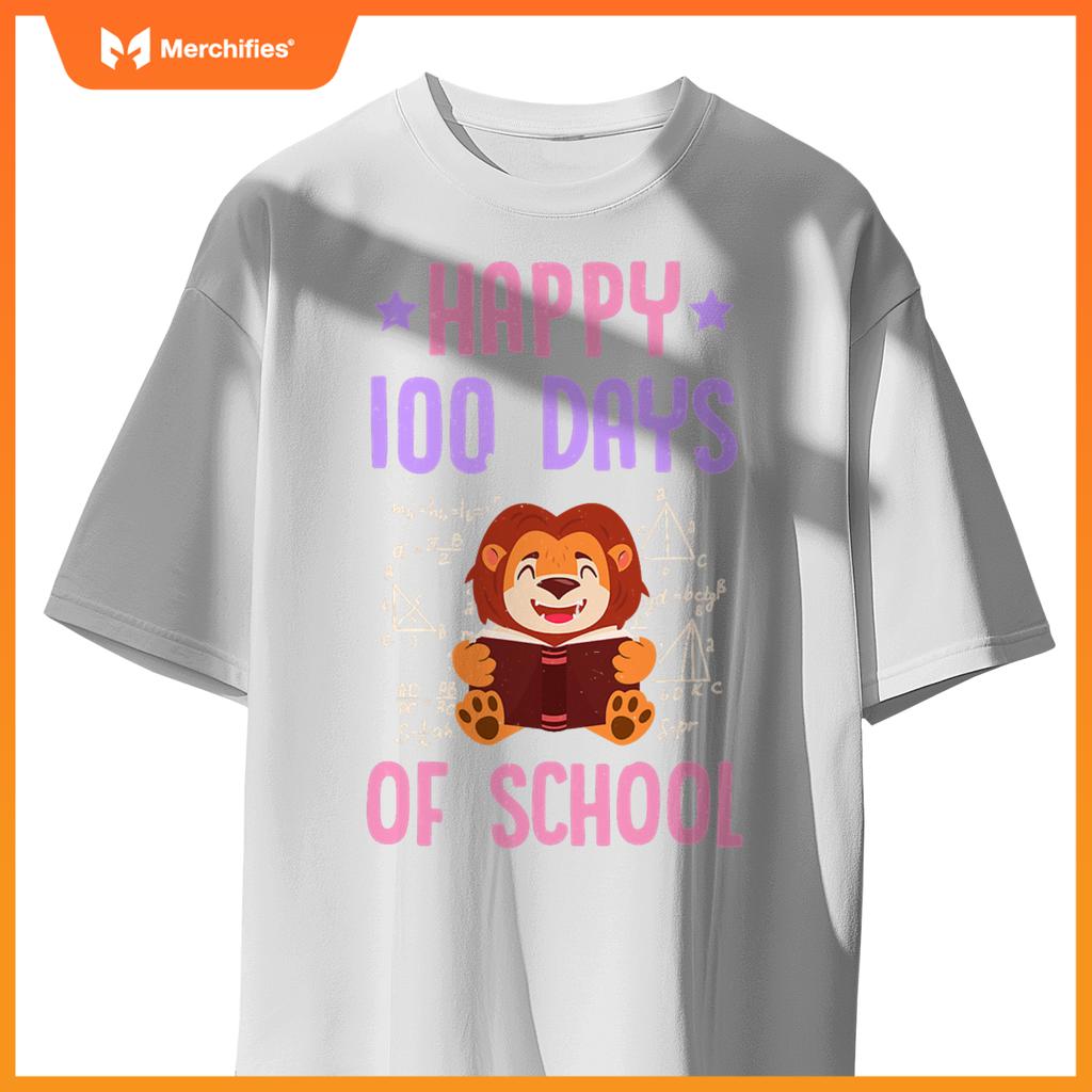 Happy 100 days of school reading lion math teacher