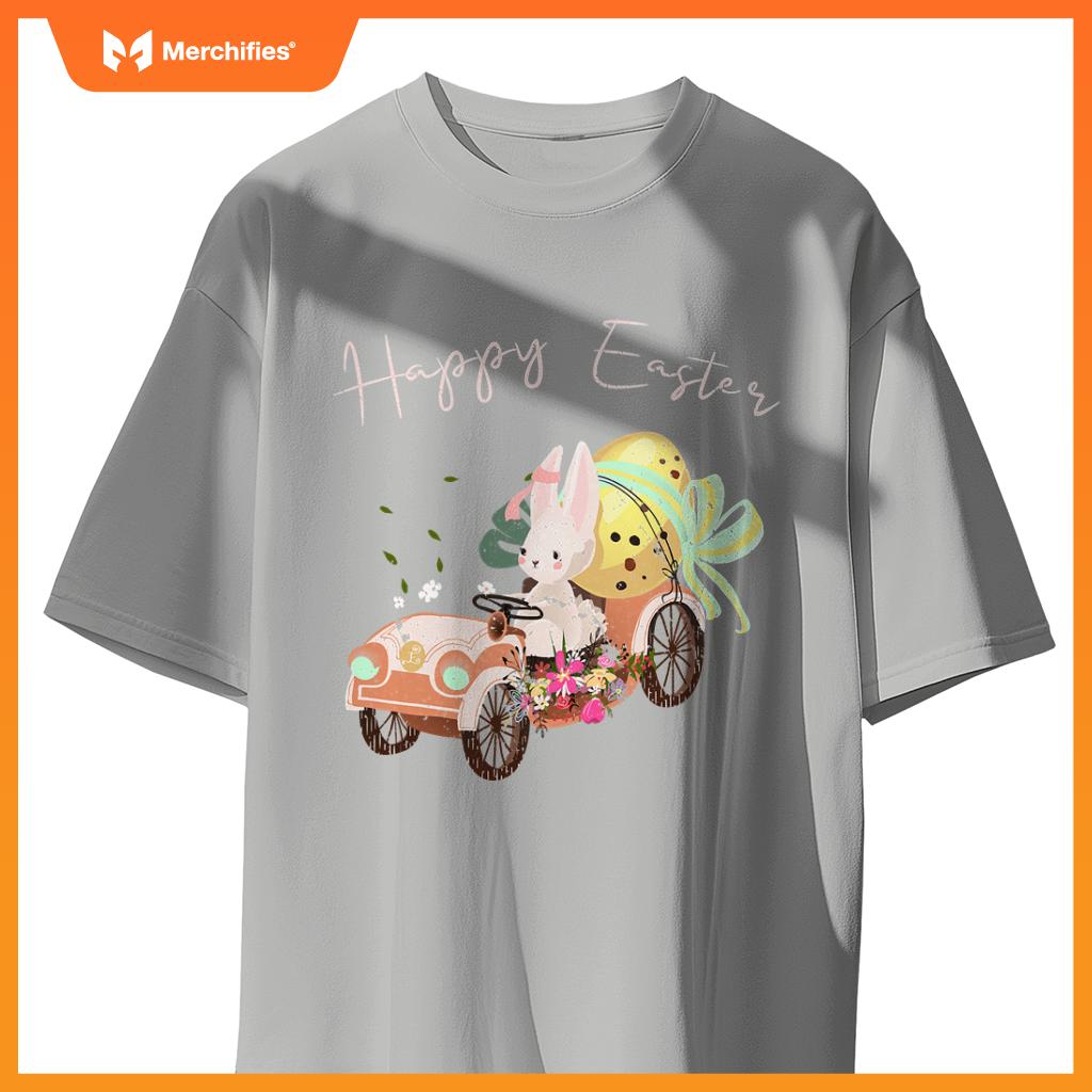 Happy Easter Cute Bunny Car Easter Eggs Bow Rabbit Bunny T-Shirt