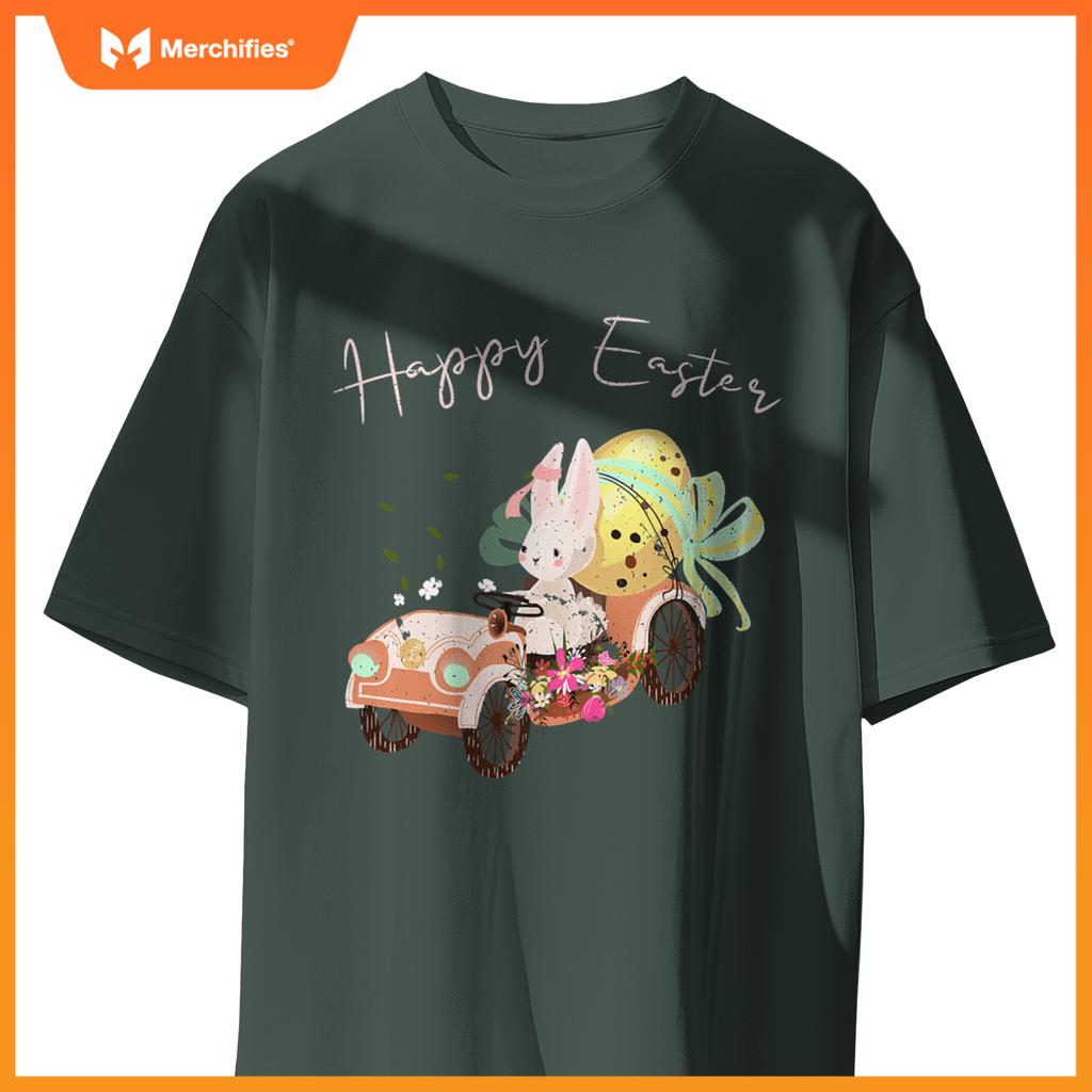 Happy Easter Cute Bunny Car Easter Eggs Bow Rabbit Bunny T-Shirt