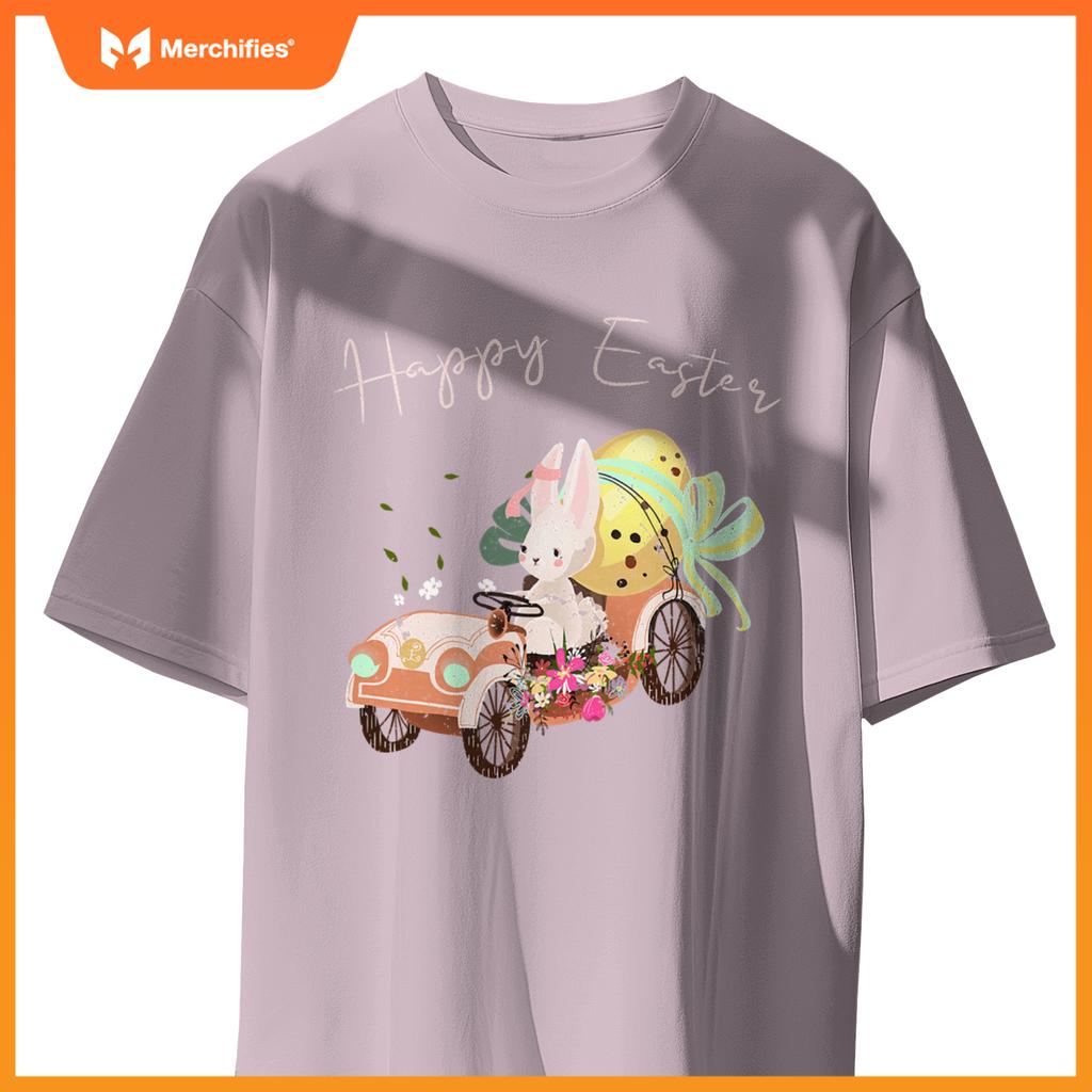 Happy Easter Cute Bunny Car Easter Eggs Bow Rabbit Bunny T-Shirt