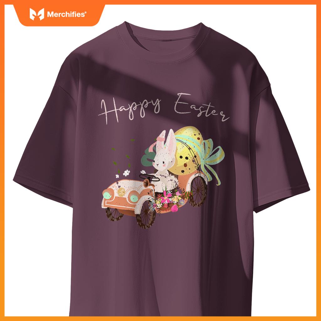 Happy Easter Cute Bunny Car Easter Eggs Bow Rabbit Bunny T-Shirt
