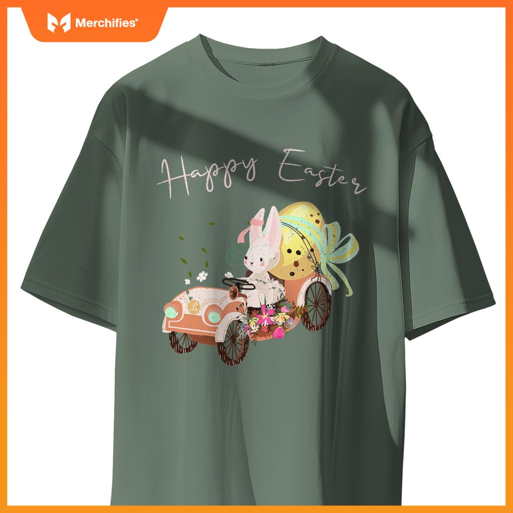 Happy Easter Cute Bunny Car Easter Eggs Bow Rabbit Bunny T-Shirt