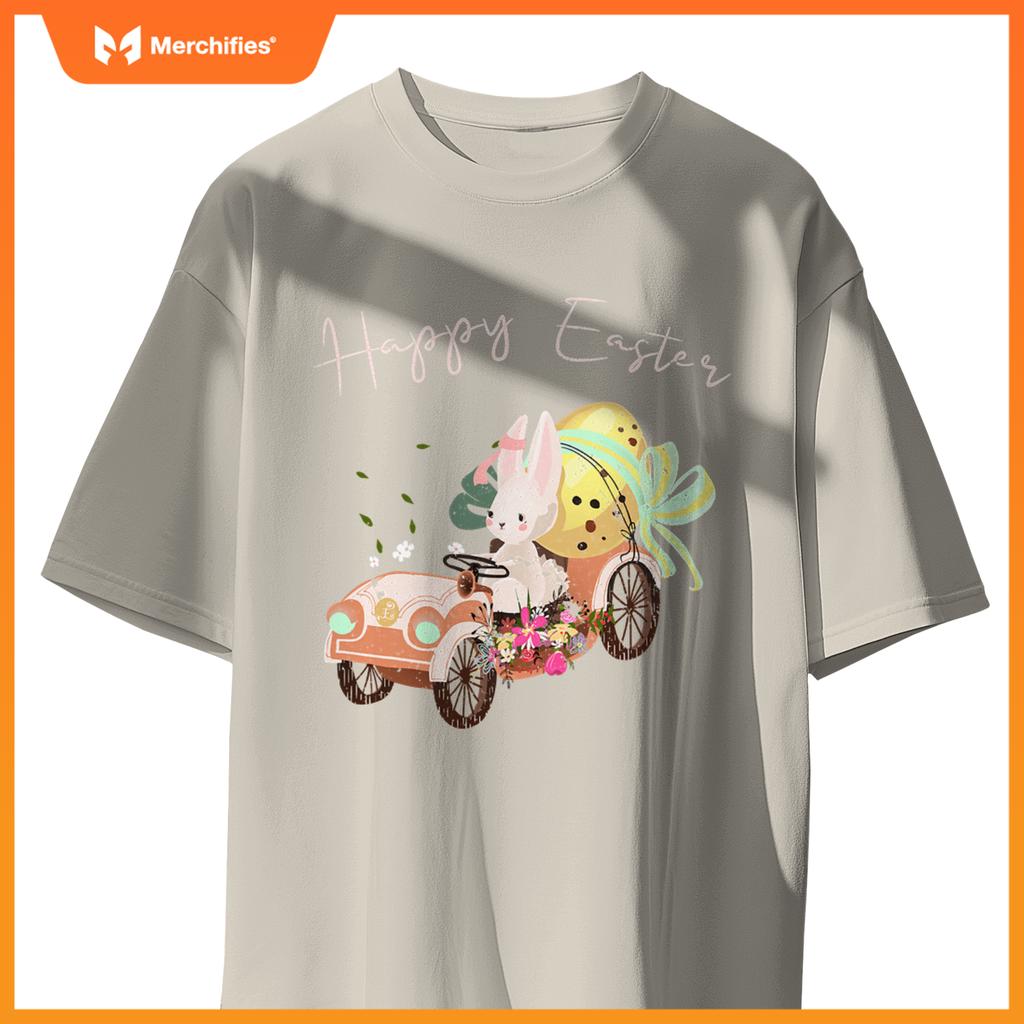 Happy Easter Cute Bunny Car Easter Eggs Bow Rabbit Bunny T-Shirt