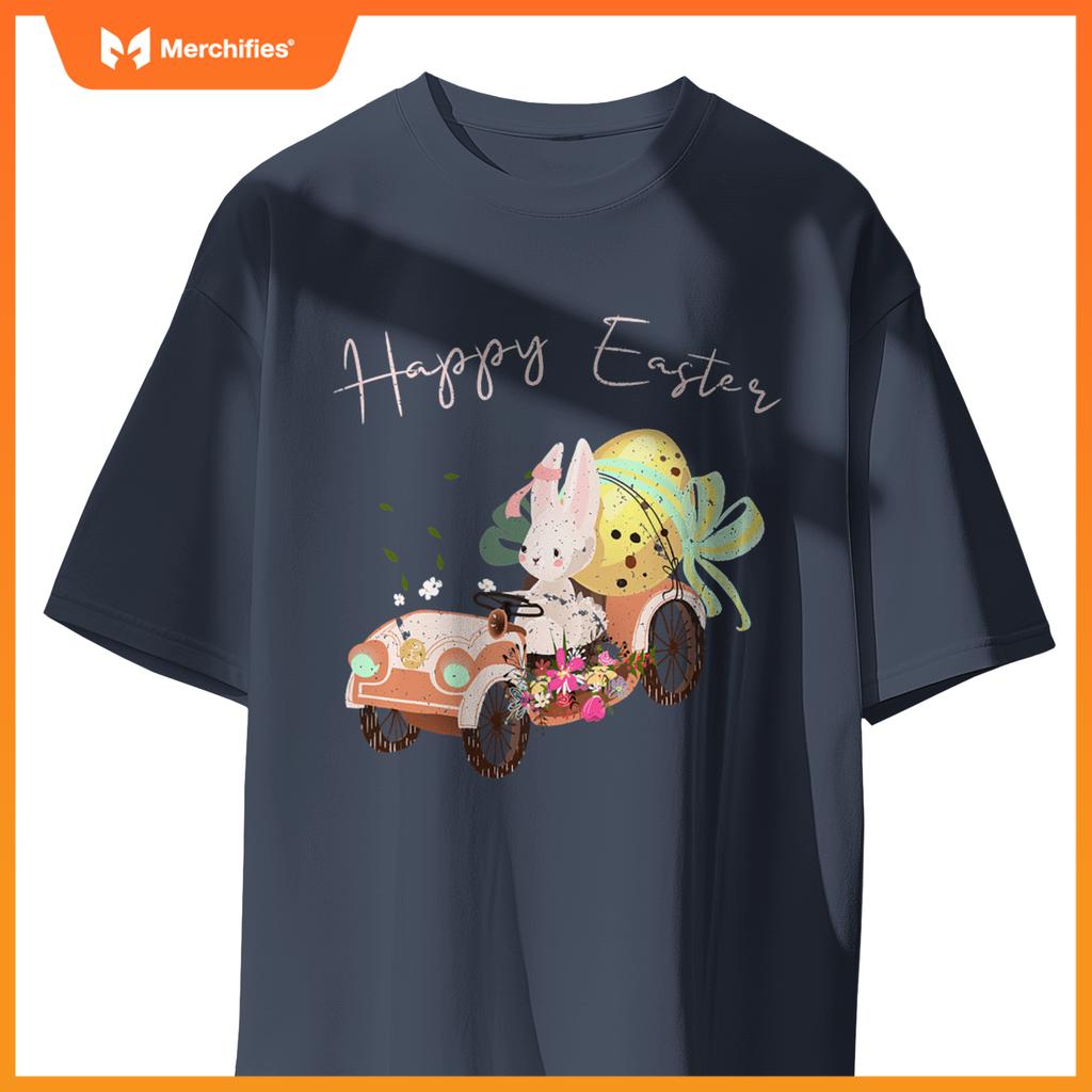 Happy Easter Cute Bunny Car Easter Eggs Bow Rabbit Bunny T-Shirt