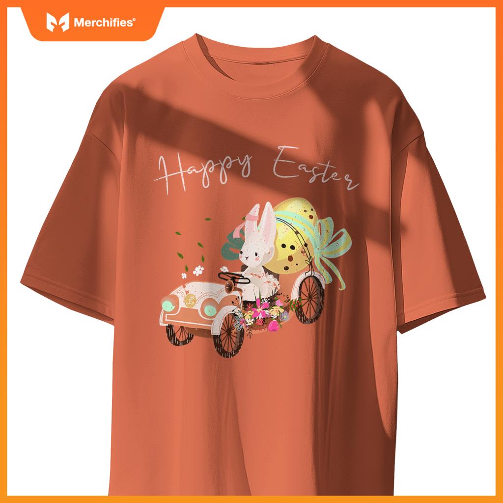 Happy Easter Cute Bunny Car Easter Eggs Bow Rabbit Bunny T-Shirt