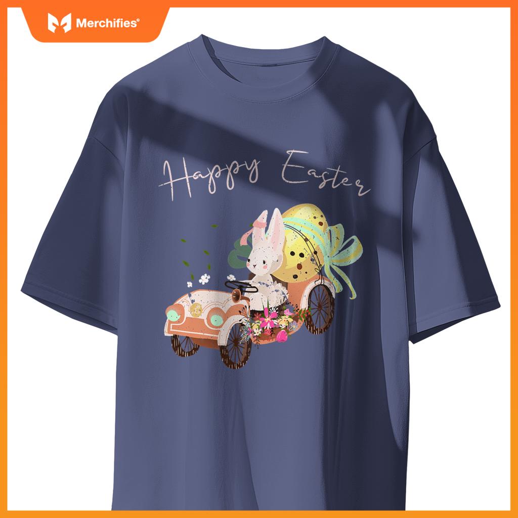 Happy Easter Cute Bunny Car Easter Eggs Bow Rabbit Bunny T-Shirt