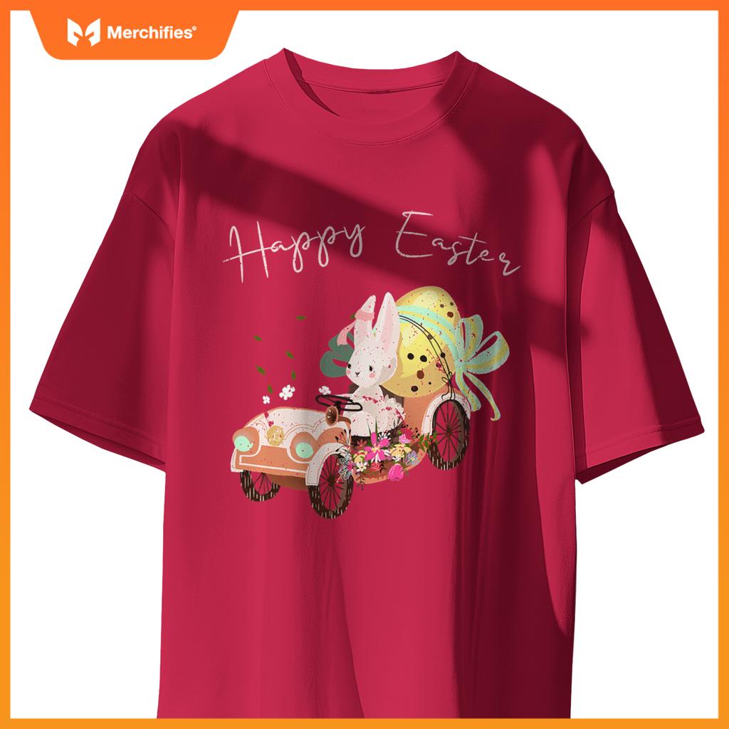 Happy Easter Cute Bunny Car Easter Eggs Bow Rabbit Bunny T-Shirt