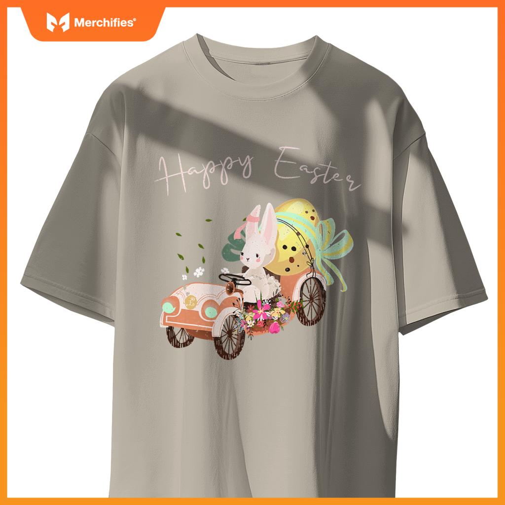 Happy Easter Cute Bunny Car Easter Eggs Bow Rabbit Bunny T-Shirt