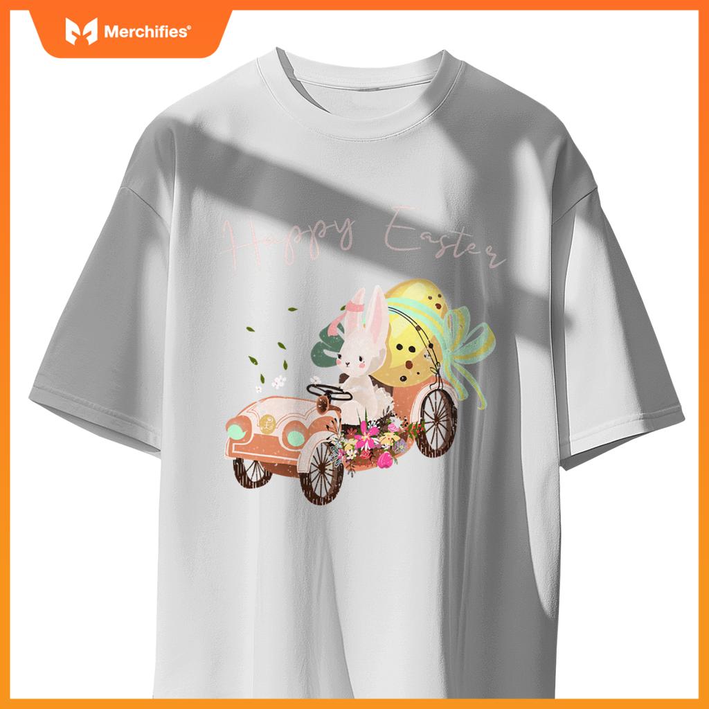 Happy Easter Cute Bunny Car Easter Eggs Bow Rabbit Bunny T-Shirt