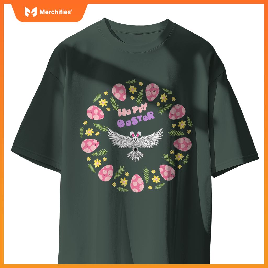 Happy easter eagle bunny ears eggs floral rabbit patriotic T-Shirt