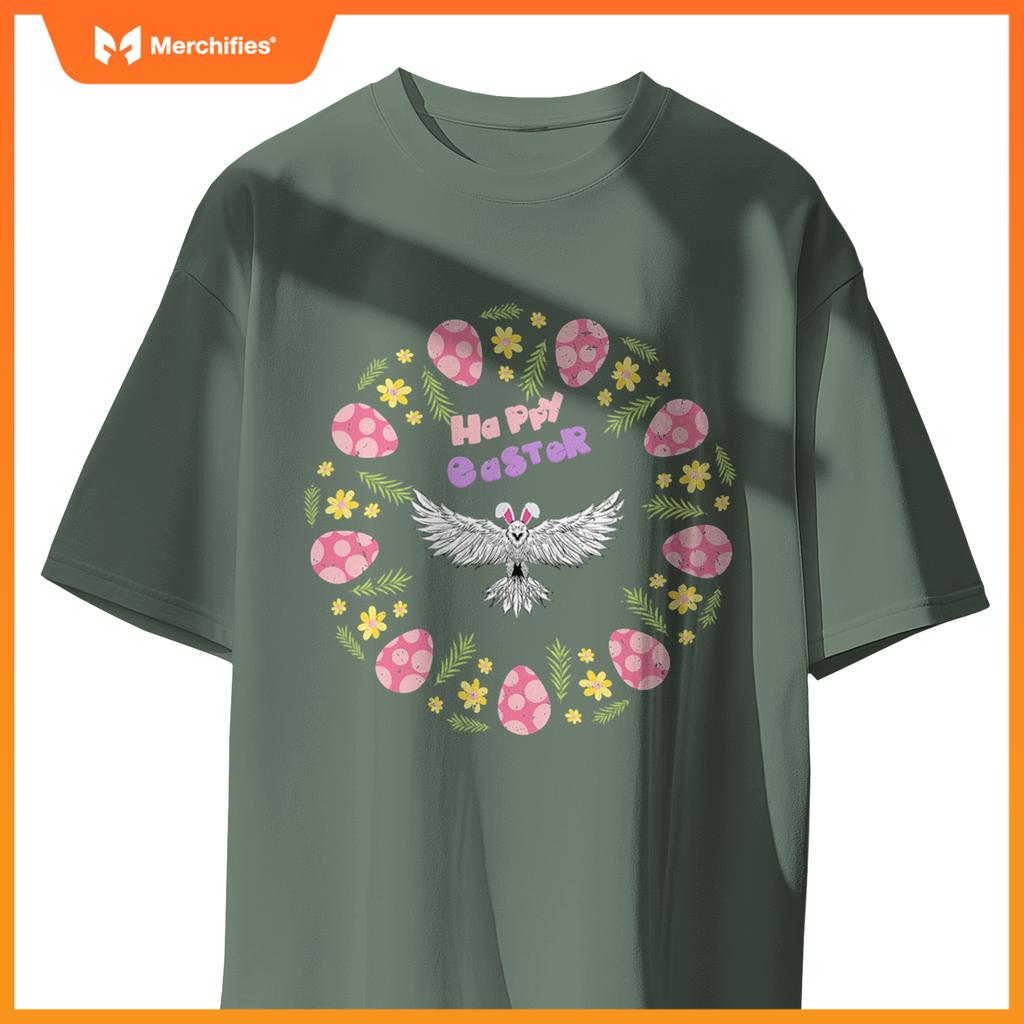 Happy easter eagle bunny ears eggs floral rabbit patriotic T-Shirt