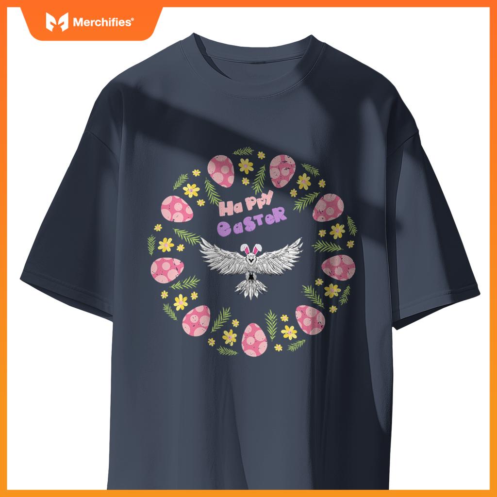 Happy easter eagle bunny ears eggs floral rabbit patriotic T-Shirt