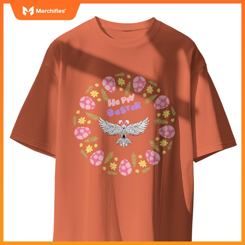 Happy easter eagle bunny ears eggs floral rabbit patriotic T-Shirt