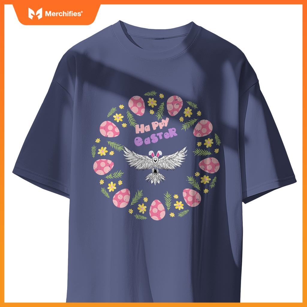 Happy easter eagle bunny ears eggs floral rabbit patriotic T-Shirt