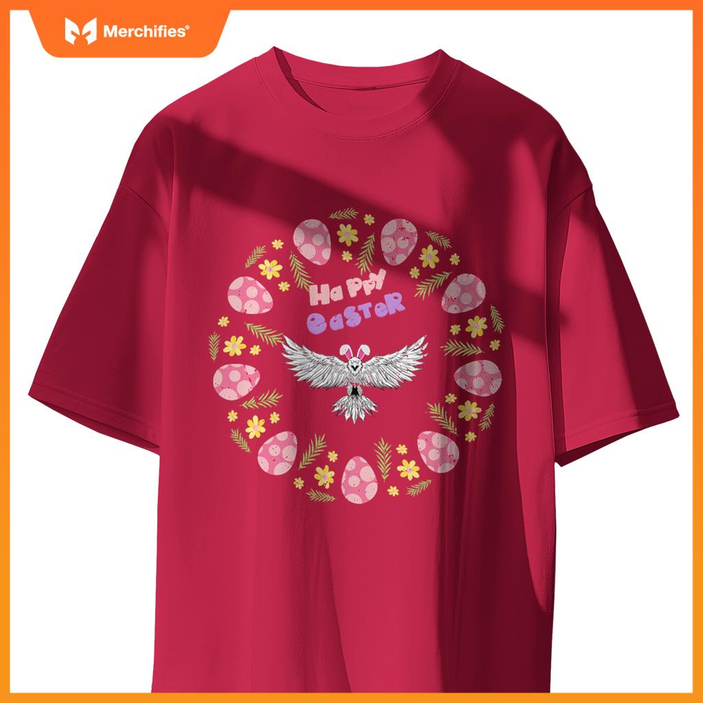 Happy easter eagle bunny ears eggs floral rabbit patriotic T-Shirt